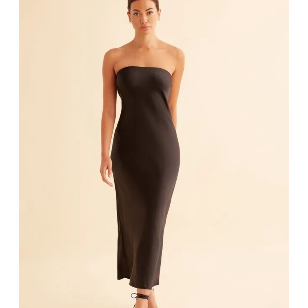 Dynamite Black Satin Strapless Dress size S